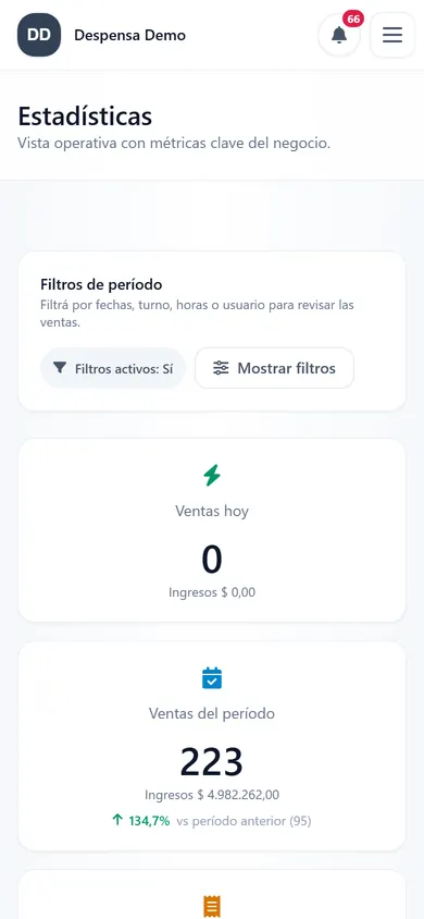 Estadísticas de ventas desde el celular
